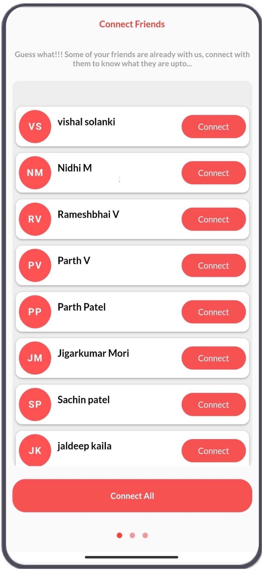 Dugmates invite friends screen